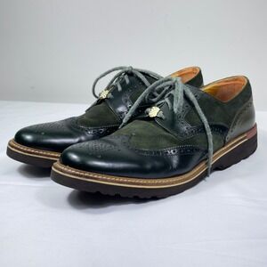 Brimarts Wingtip Oxford‎ Dress Shoes Leather Suede Brogue Green Size 12.5US/45EU